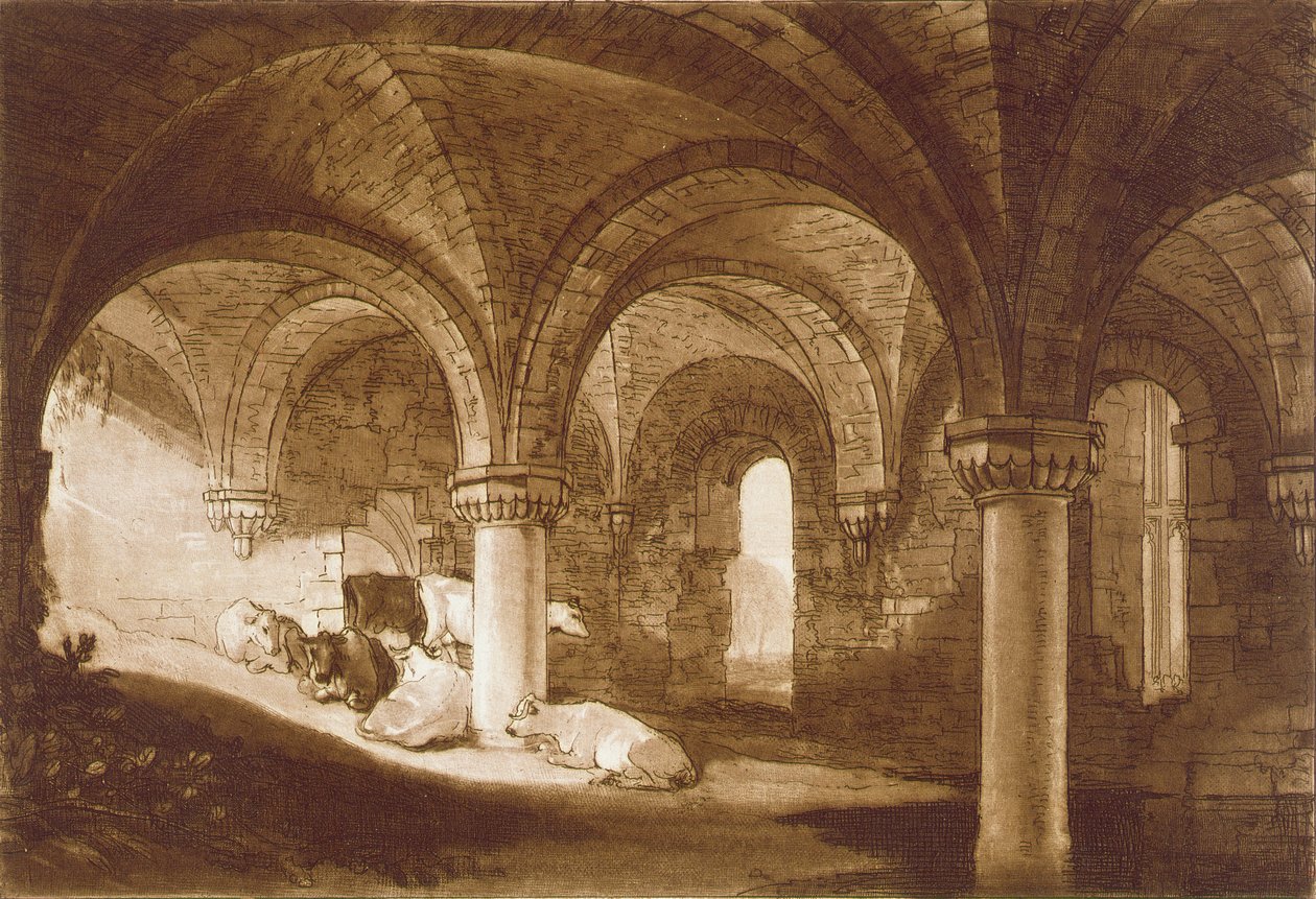 F.39.I سرداب دير كيركستال ، من "Liber Studiorum" ، ١٨١٢ بواسطة جوزيف مالورد وليام تورنر