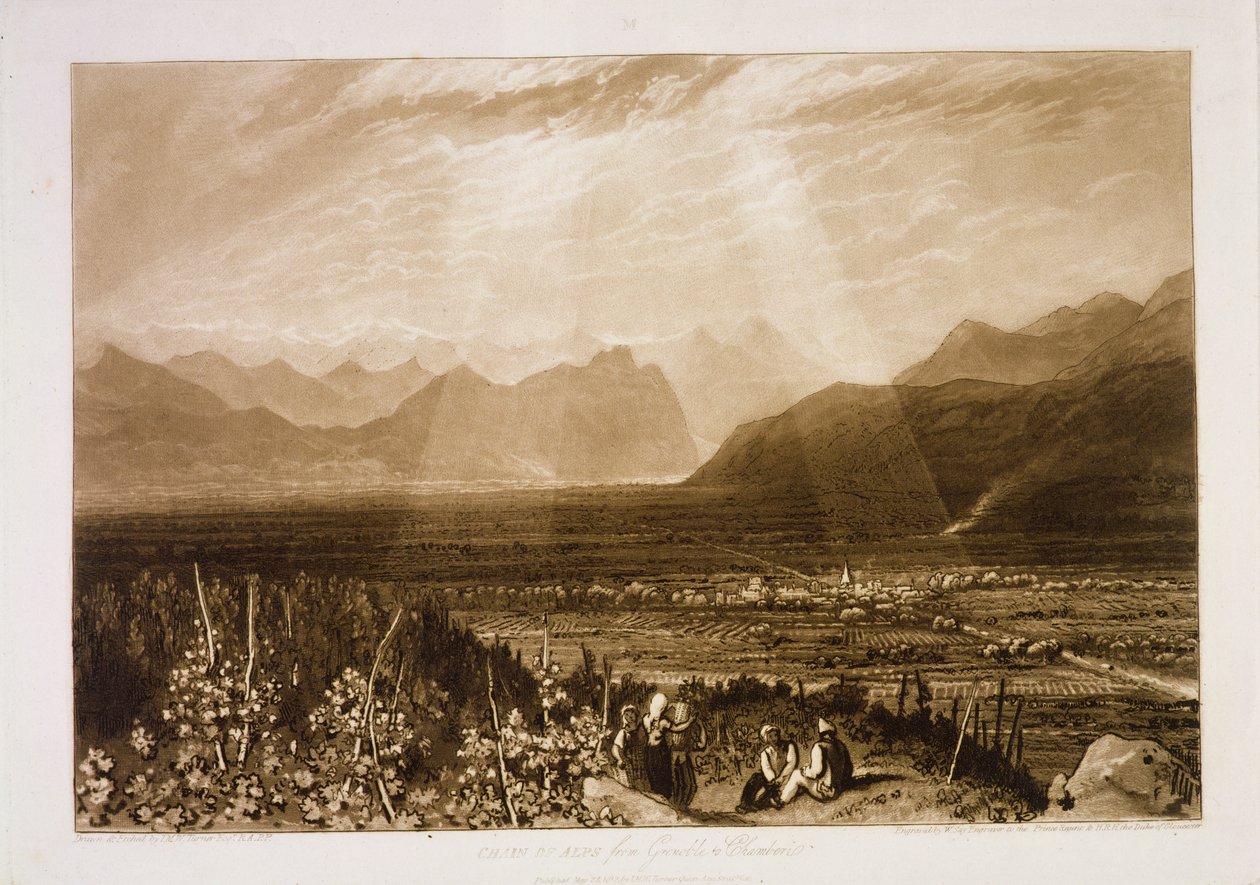 F.49.I سلسلة جبال الألب من غرونوبل إلى تشامبري ، من "Liber Studiorum" ، منقوش بواسطة William Say ، 1812 بواسطة جوزيف مالورد وليام تورنر