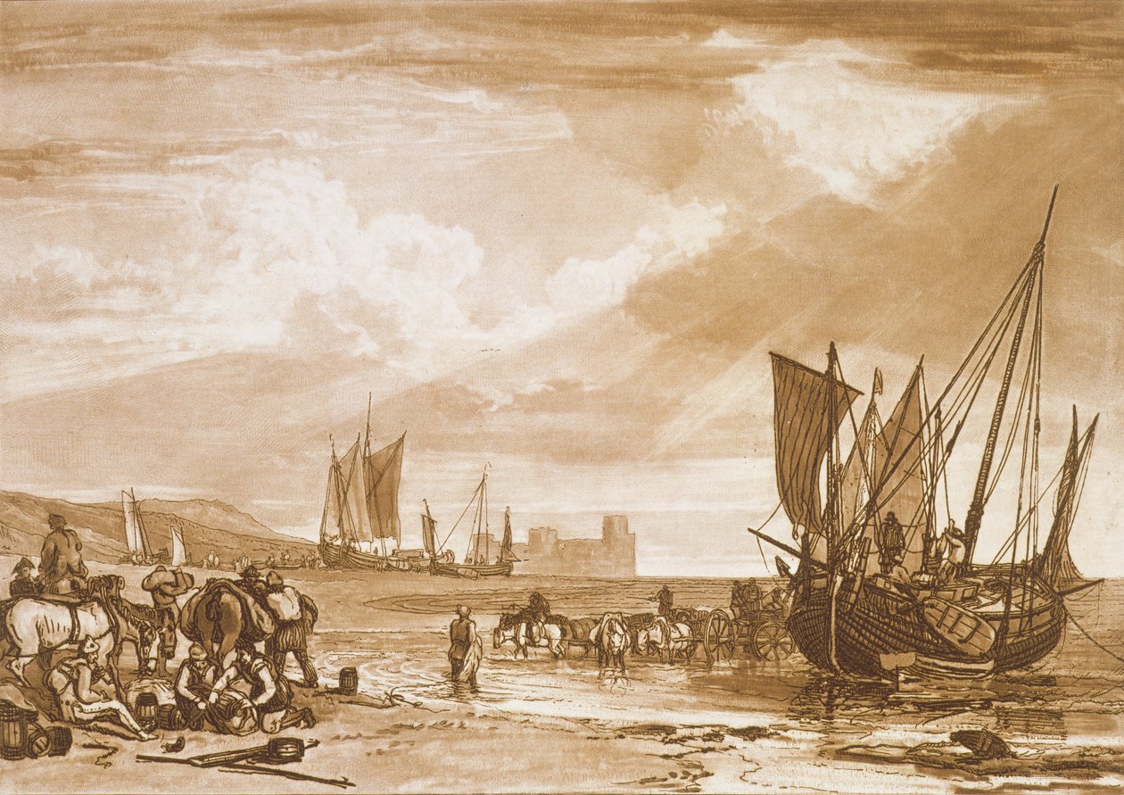 F.4.I مشهد على الساحل الفرنسي ، من "Liber Studiorum" ، منقوش بواسطة Charles Turner ، 1807 بواسطة جوزيف مالورد وليام تورنر