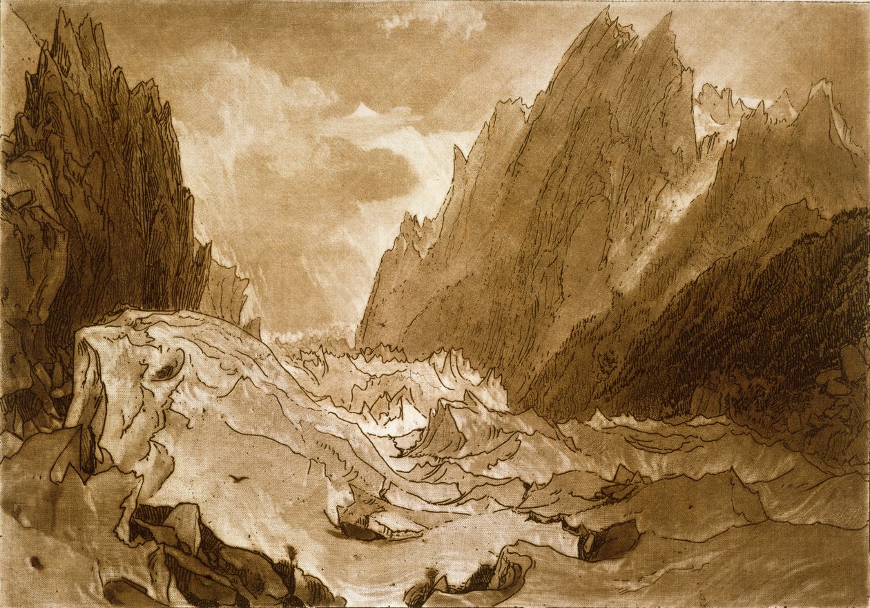 F.50 I Mer de Glace ، وادي الشموني ، سافوي ، من "Liber Studiorum" ، محفور بواسطة الفنان ، 1812 بواسطة جوزيف مالورد وليام تورنر