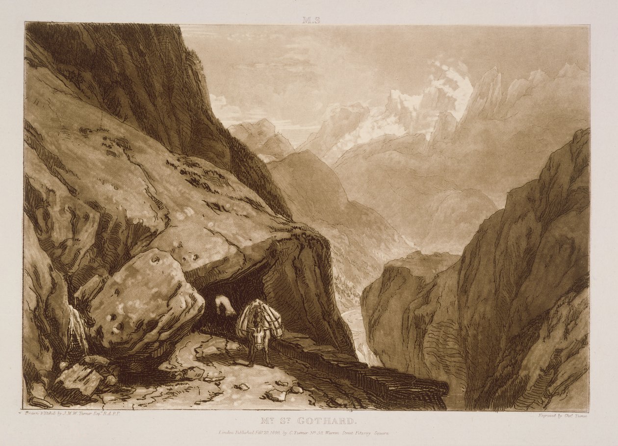 F.9.I جبل. سانت جوتهارد ، من "Liber Studiorum" ، نقشها تشارلز تورنر ، 1808 بواسطة جوزيف مالورد وليام تورنر