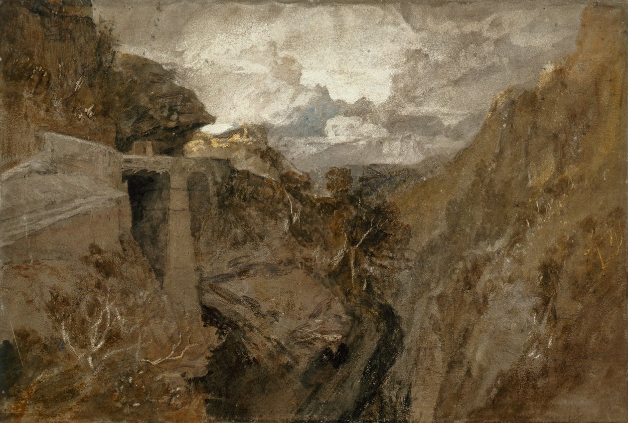 ممر محصن ، فال داوستا ، 1802 (مرحاض فوق الطباشير مع صمغ عربي على ورق) بواسطة جوزيف مالورد وليام تورنر