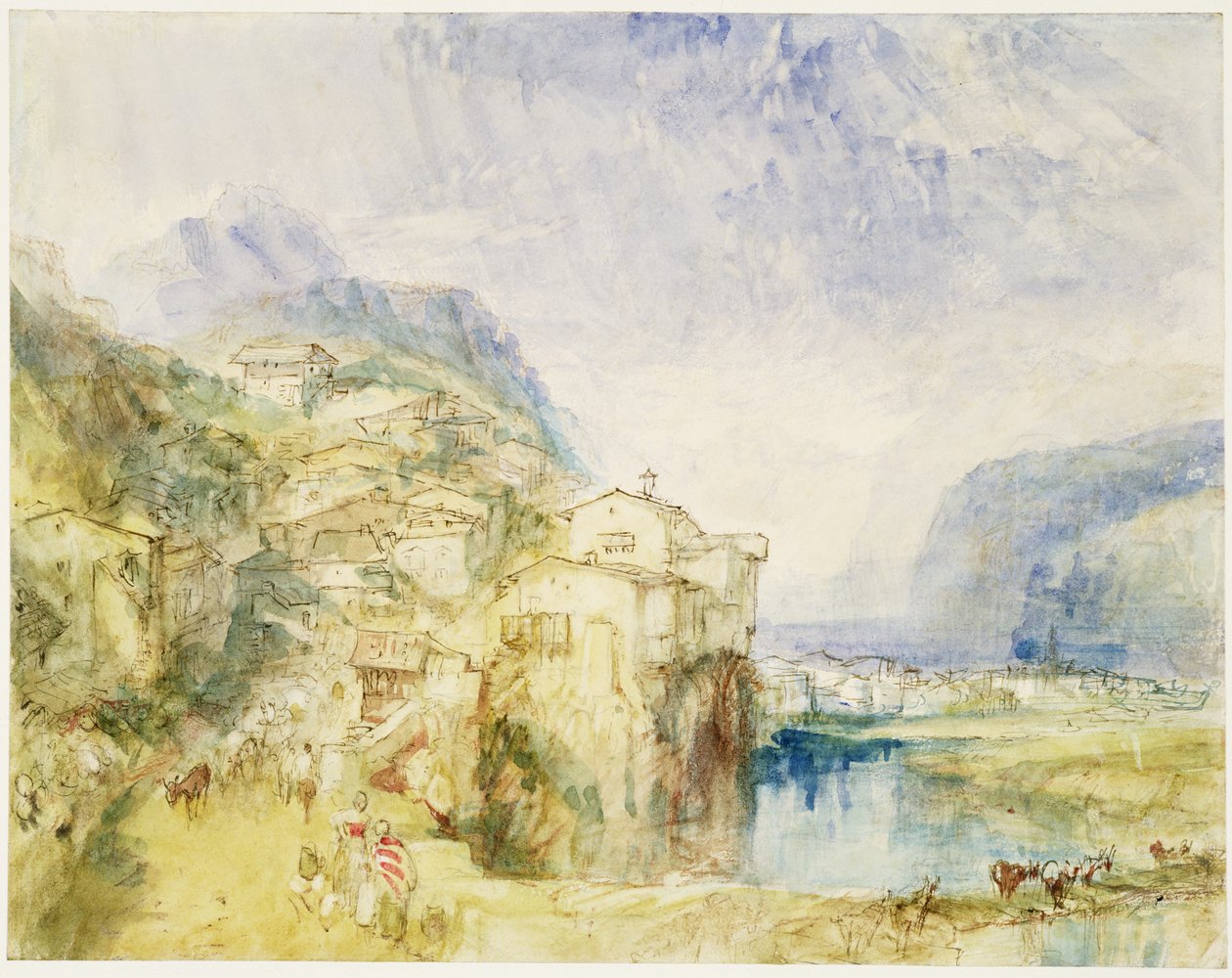 No.0584 Brunnen ، مع وجود بحيرة لوسيرن في المسافة ، c.1842 (مرحاض وحبر) بواسطة جوزيف مالورد وليام تورنر