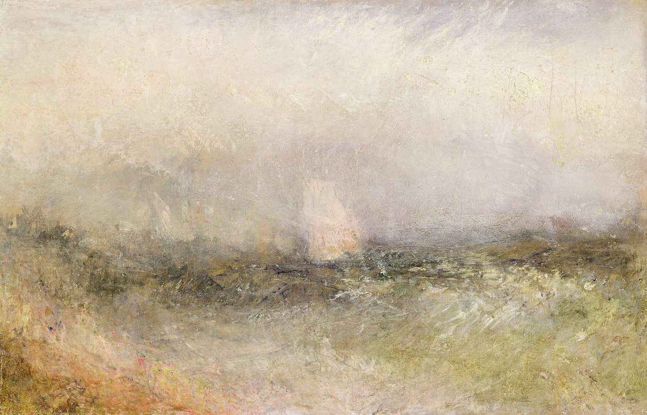 Off the Nore: Wind and Water، 1840-5 (زيت على ورق موضوع على قماش) بواسطة جوزيف مالورد وليام تورنر