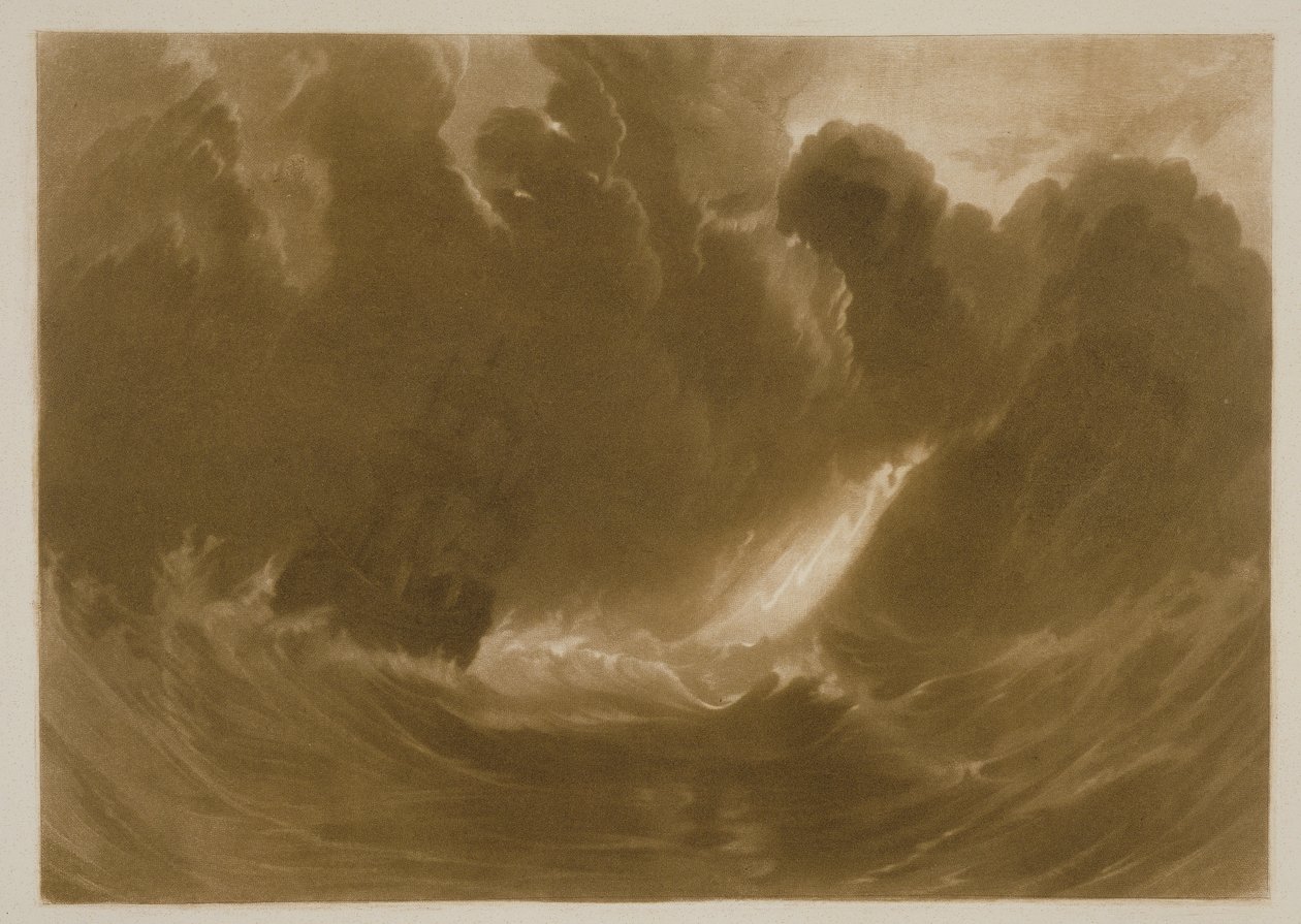 R.803 سفينة في عاصفة ، من "ليبر ليبر" ، نقشها الفنان ، c.1826 (mezzotint) بواسطة جوزيف مالورد وليام تورنر