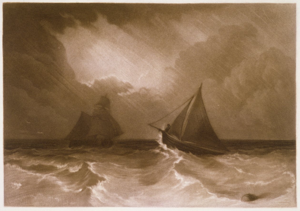R.808b السفينة والقاطع ، من "ليبر ليبر" ، نقشها الفنان ، c.1826 (mezzotint) بواسطة جوزيف مالورد وليام تورنر