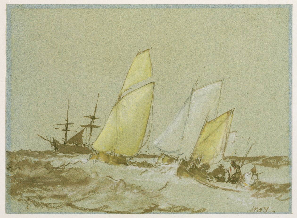 الشحن ، c.1828-30 (القلم ، الفرشاة والحبر البني ، لون الجسم والجرافيت على ورق أزرق) بواسطة جوزيف مالورد وليام تورنر