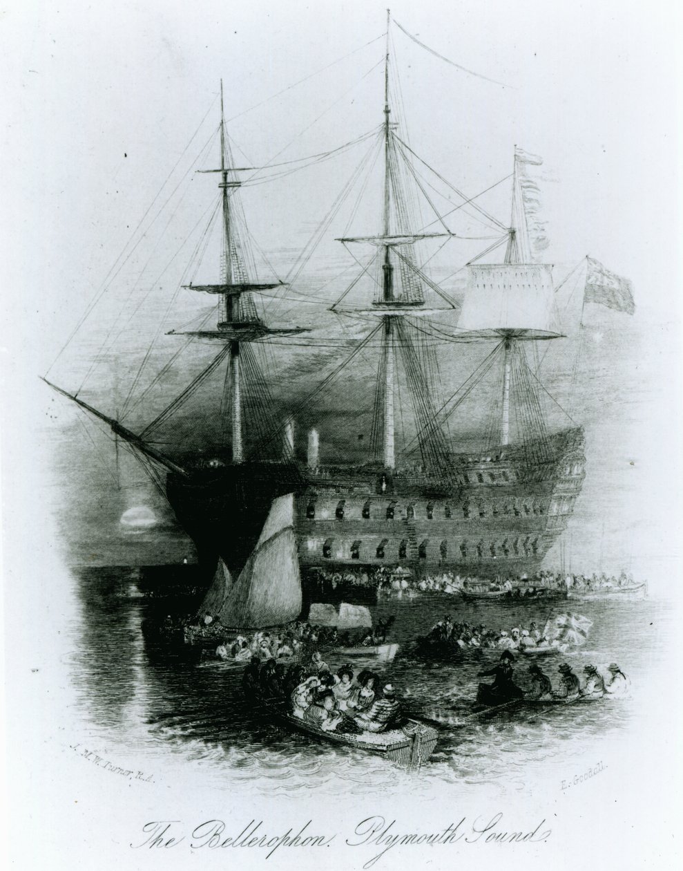 ال Bellerophon في بليموث ساوند في 1815 ، 1834-1836 بواسطة جوزيف مالورد وليام تورنر