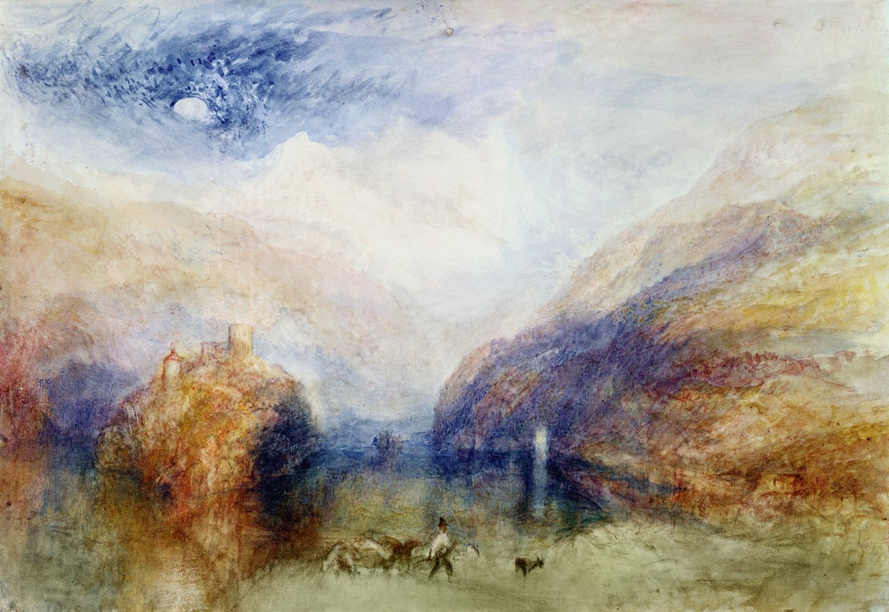 The Lauerzersee with the Mythens ، c.1848 (مرحاض ، قلم حبر وخدش على الورق) بواسطة جوزيف مالورد وليام تورنر