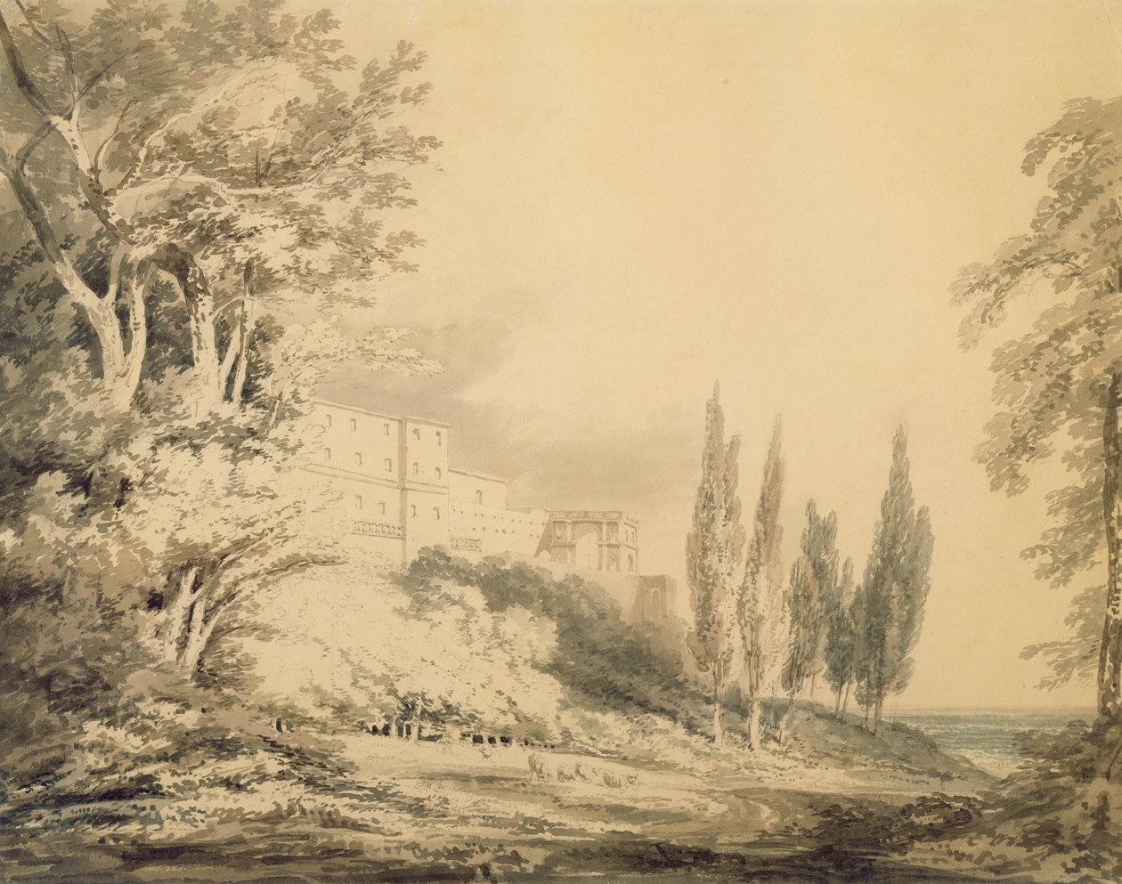فيلا ديستي ، c.1796 (غسيل أزرق ورمادي فوق الجرافيت على الورق) بواسطة جوزيف مالورد وليام تورنر