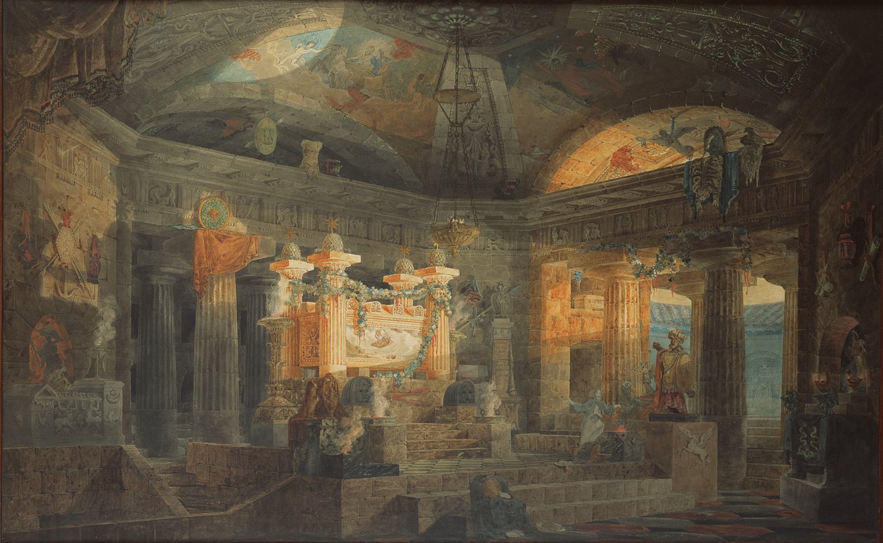 تصميم لتابوت ، 1804 (قلم وحبر ومرحاض على ورق) بواسطة جوزيف مايكل جاندي
