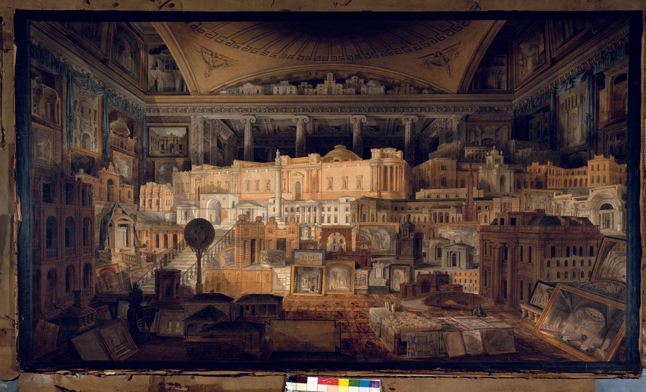 المباني العامة والخاصة التي نفذها السير جون سوان بين 1780 و 1815 ، 1818 (قلم رصاص ، قلم رصاص ومرحاض على ورق) بواسطة جوزيف مايكل جاندي