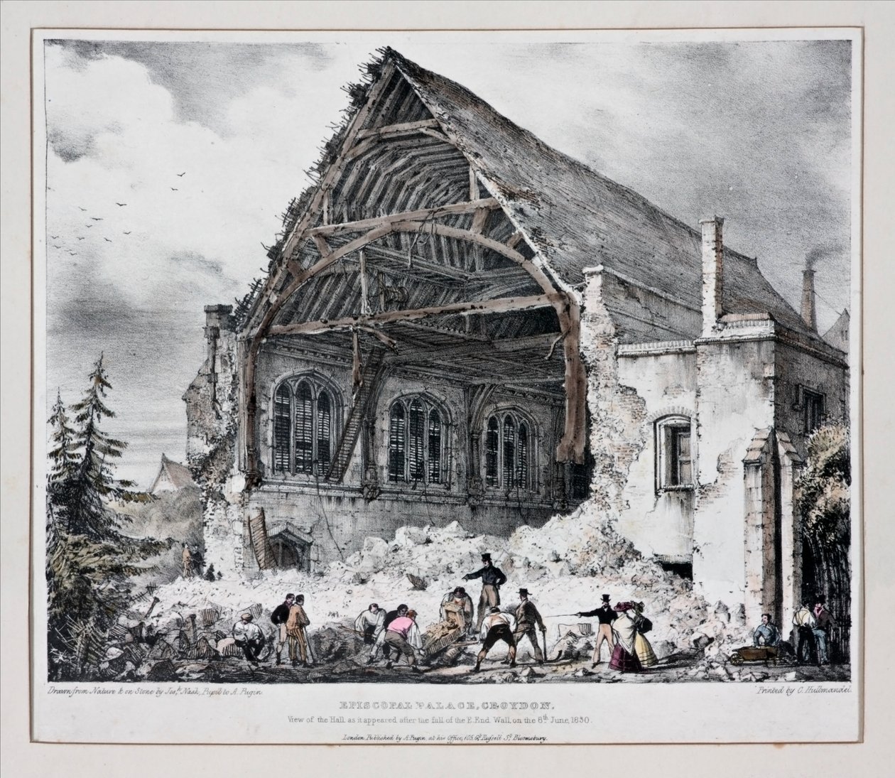 قصر الأسقفية ، كرويدون ، 1830 (مطبوعة) بواسطة جوزيف ناش