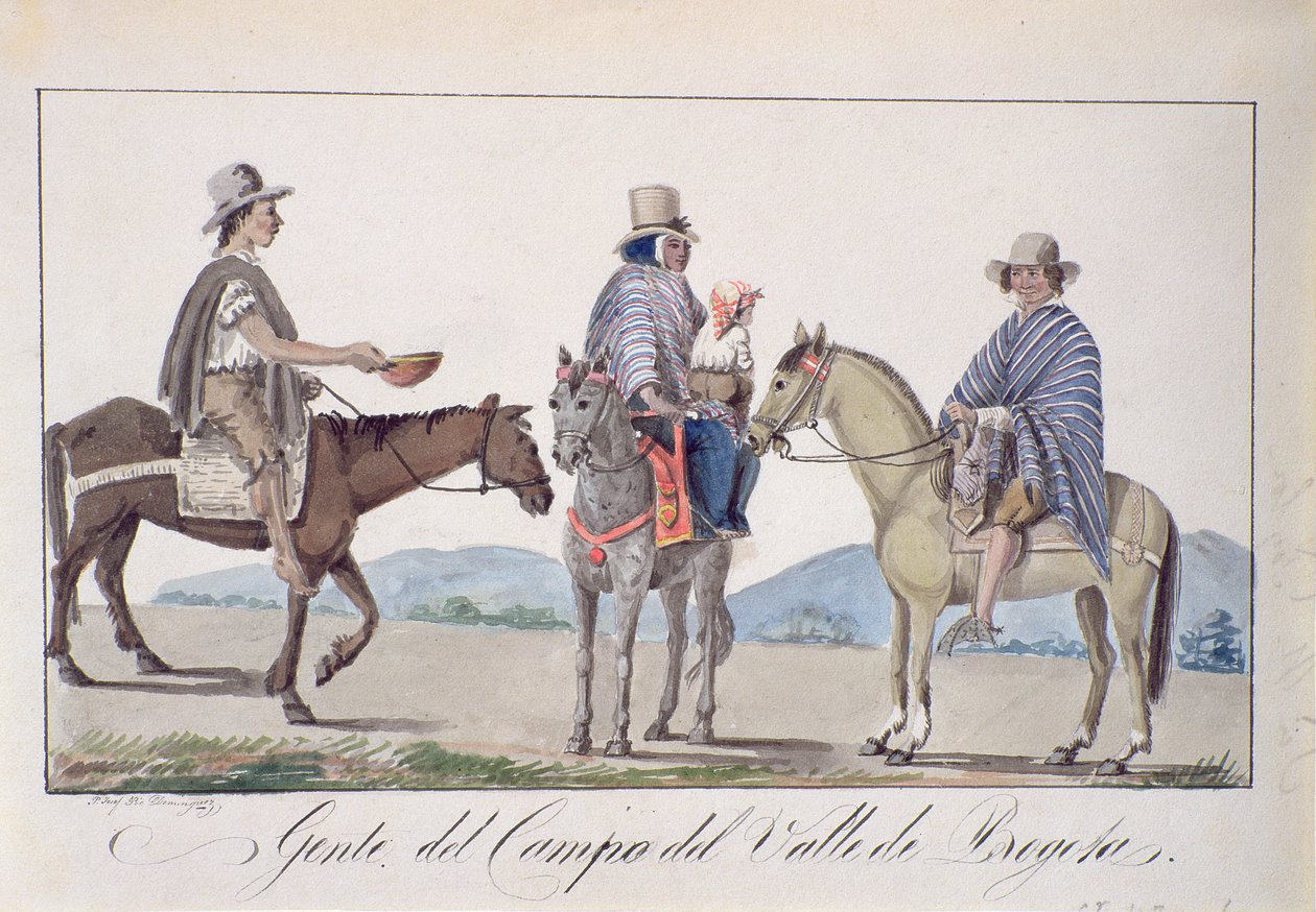 الناس ، ديل كامبو ديل فالي دي بوغوتا ، c.1840 (مرحاض على ورق) بواسطة جوزيف بيو دومينجيز