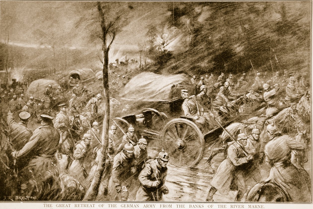 التراجع الكبير للجيش الألماني من ضفاف نهر مارن في عام 1914 بواسطة جوزيف راتكليف سكيلتون