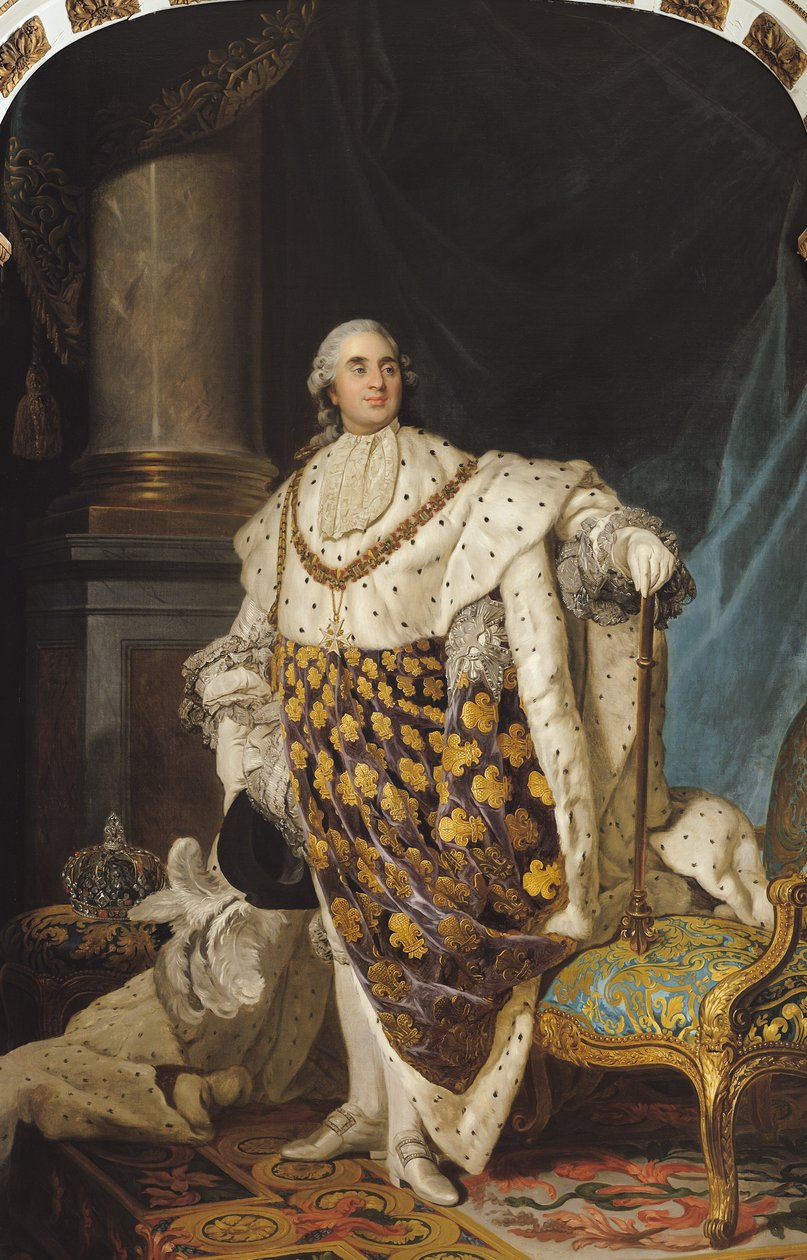 لويس السادس عشر (1754-93) في رداء التتويج ، بعد 1774 بواسطة جوزيف سيفريد دوبليسيس