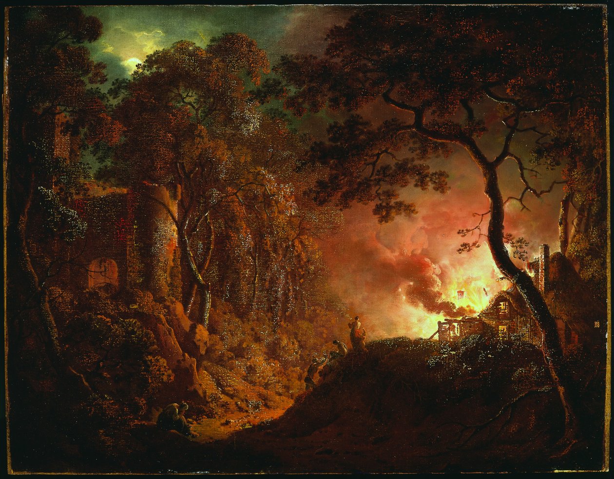 كوخ على النار ، c.1786-87 بواسطة جوزيف رايت من ديربي