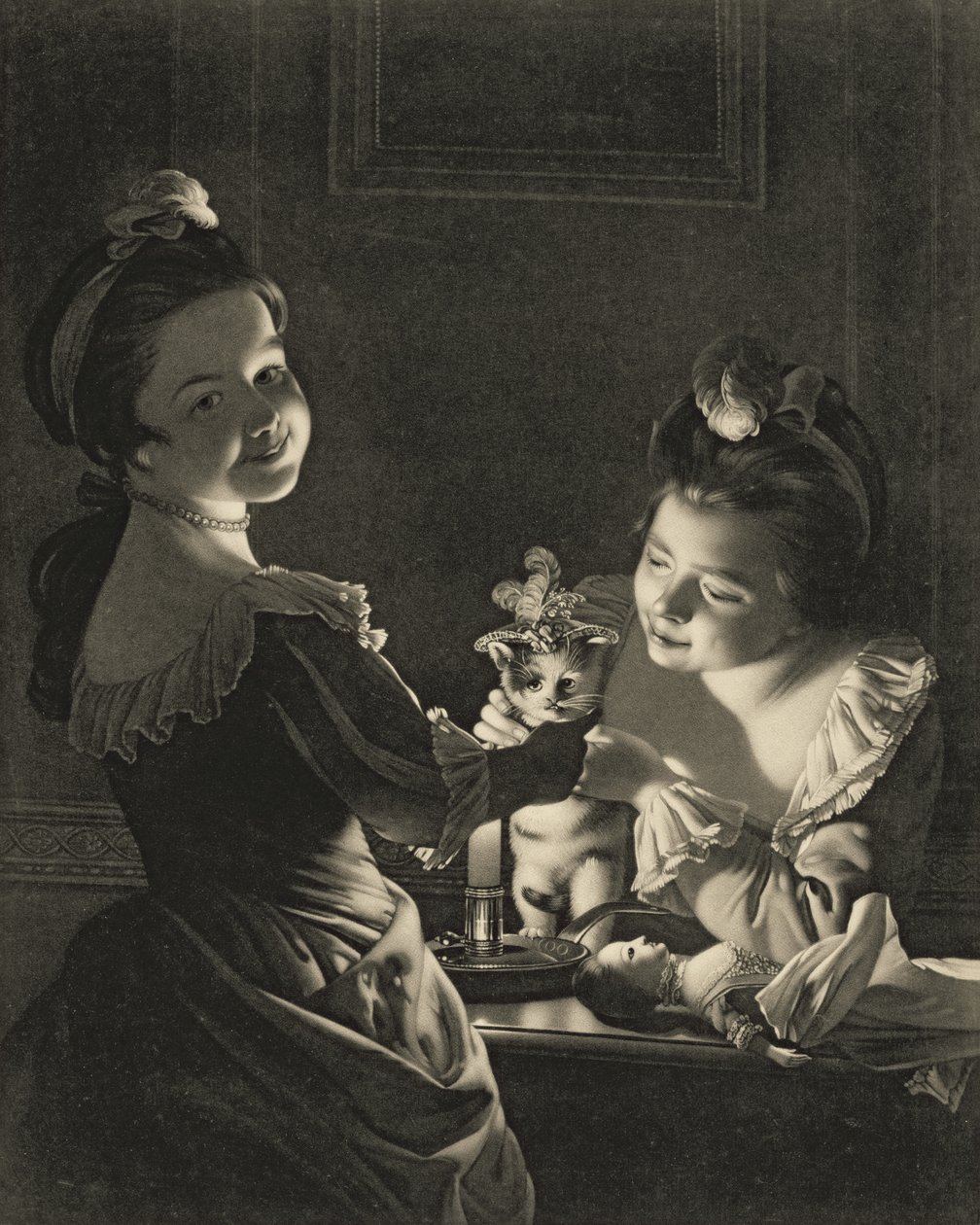 Miss Kitty Dressing، 1781 (mezzotint) بواسطة جوزيف رايت من ديربي