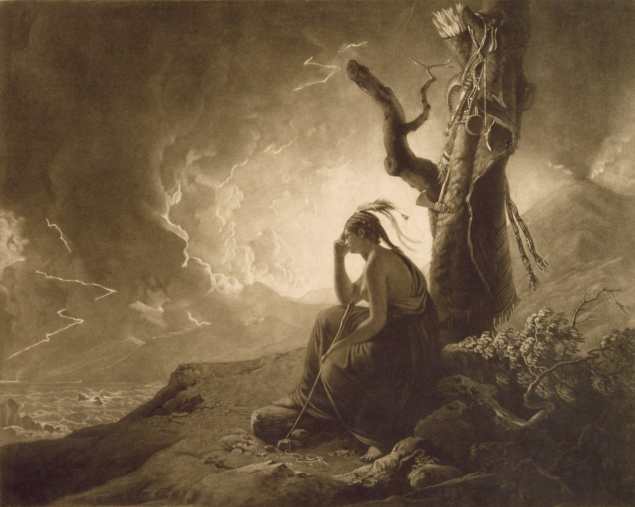 الأرملة الهندية 1789 (Mezzotint) بواسطة جوزيف رايت من ديربي
