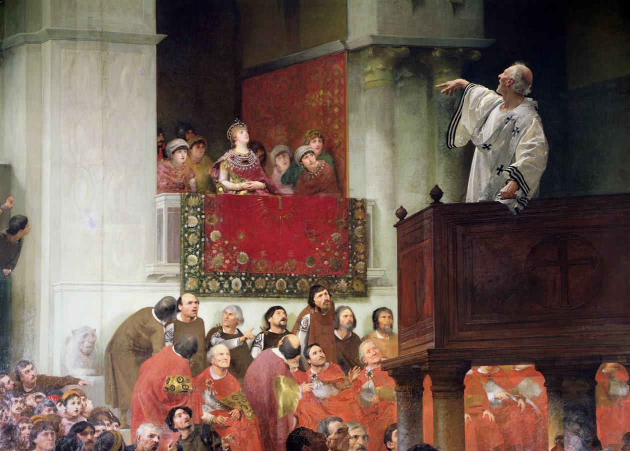 سانت جون Chrystostomos (c.347-407) الوعظ قبل الإمبراطورية Eudoxia (c.404) c.1880 بواسطة جوزيف وينكر