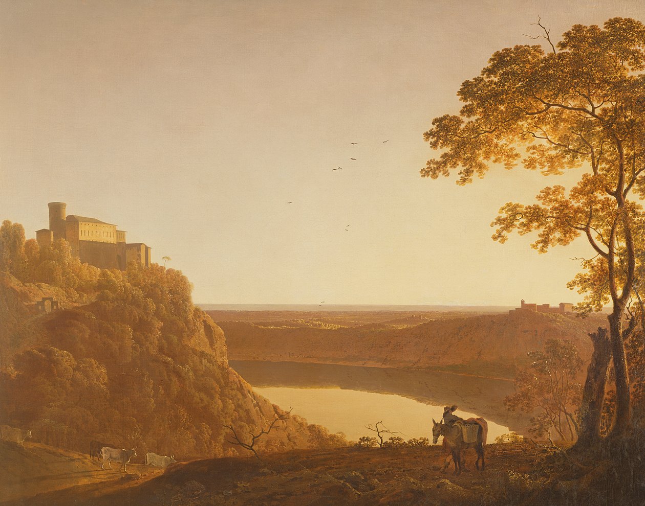 بحيرة نيمي عند الغروب ، c.1790 بواسطة جوزيف رايت من ديربي