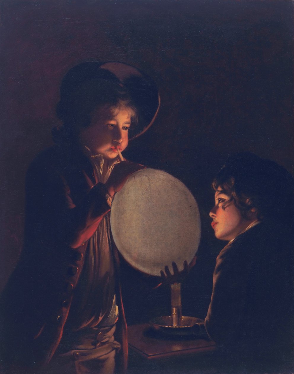 صبيان على ضوء الشموع ، نفخ المثانة ، c.1767-73 بواسطة جوزيف رايت من ديربي