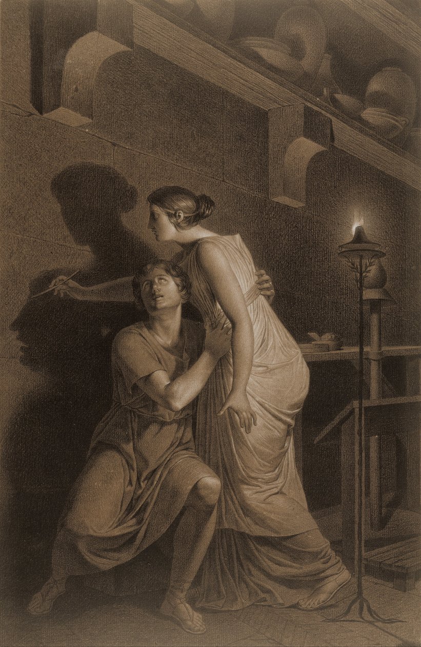 اختراع الرسم (وجه) ؛ رسم تخطيطي لعظام أسفل الساق للهيكل العظمي البشري (ظهر) بواسطة جوزيف بنوا سوفيه