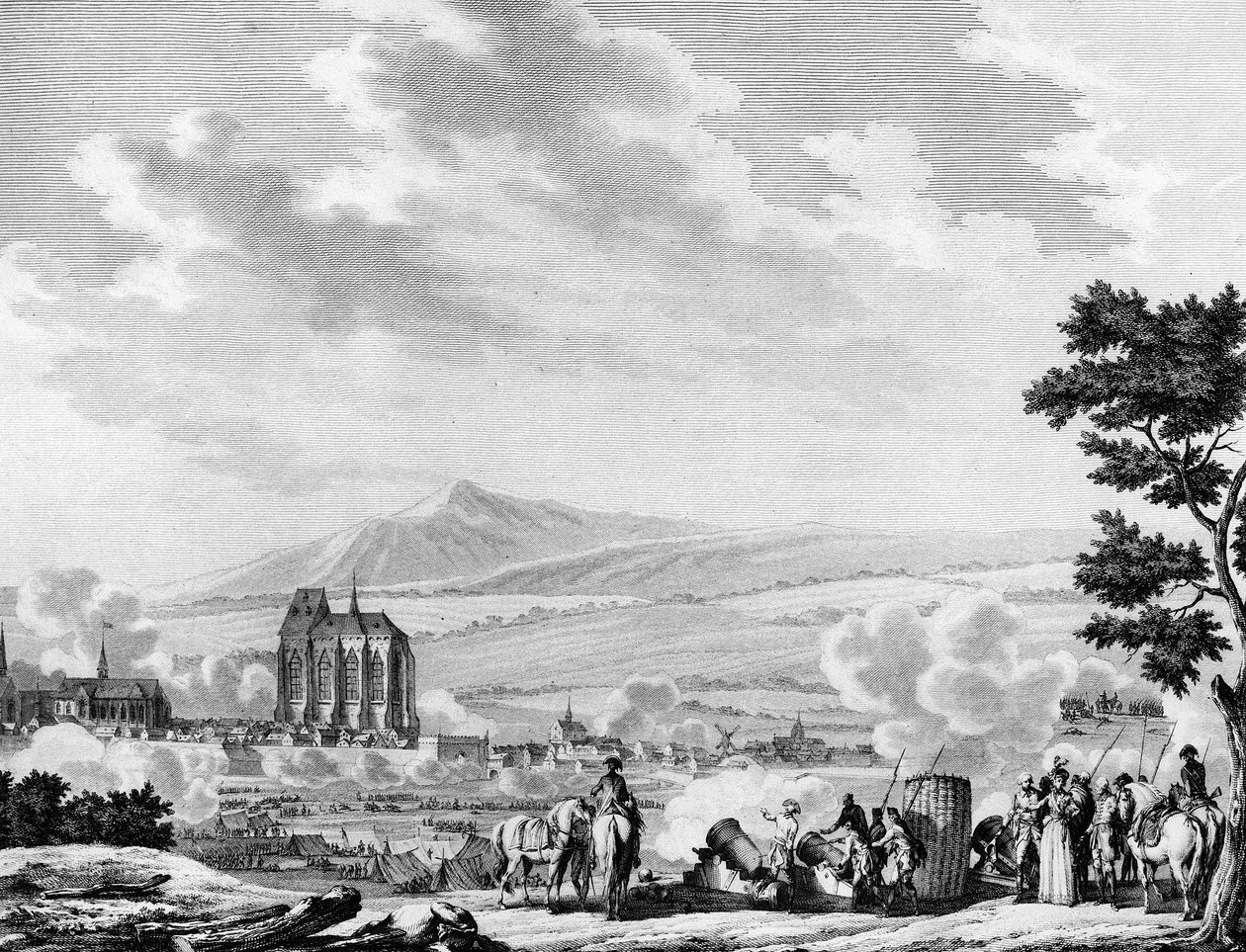 French revolution and arrival of the counter-revolutionary forces of the Austrian army: Bombardment of the city of Lille (September 25 بواسطة جوزيف (بعد) Swebach Desfontaines