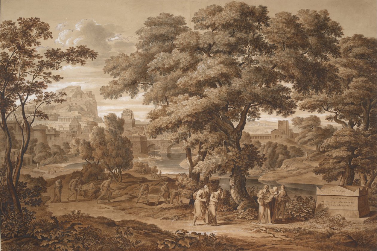 أوديب وأنتيجون يغادران طيبة ، 1797 بواسطة جوزيف انطون كوخ