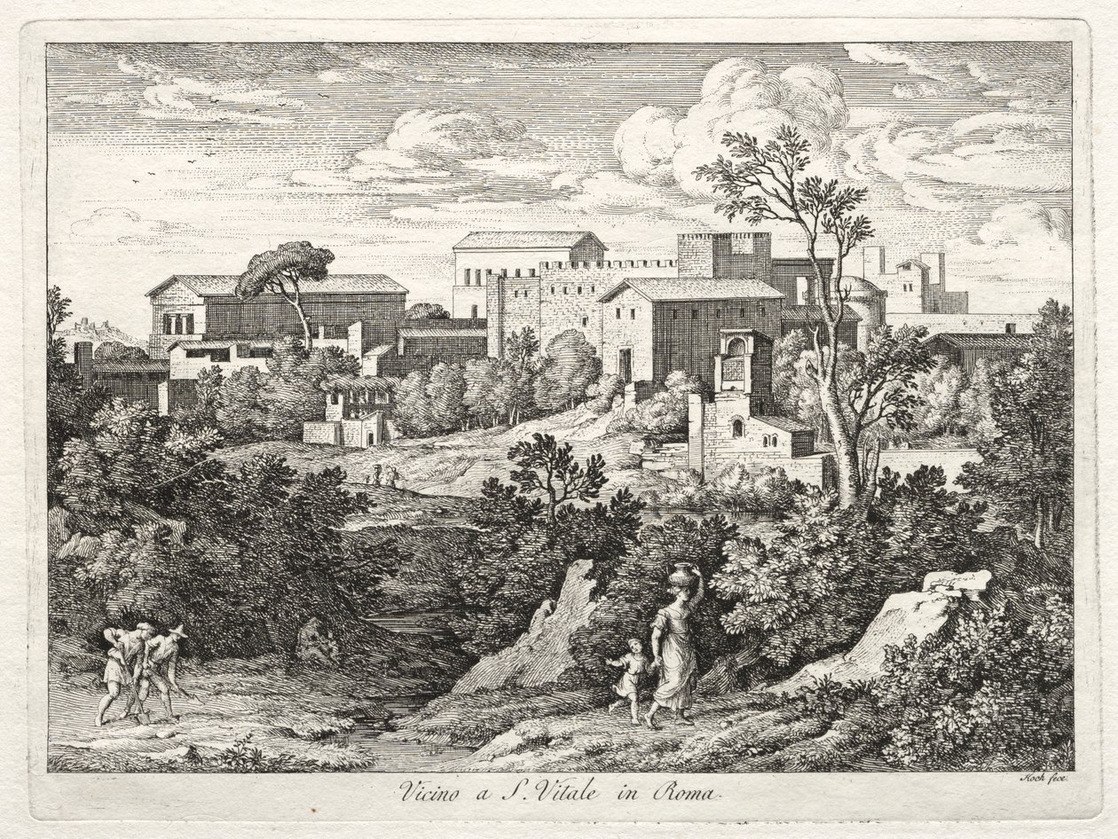 منظر لسان فيتالي ، روما ، ج. 1810. بواسطة جوزيف انطون كوخ