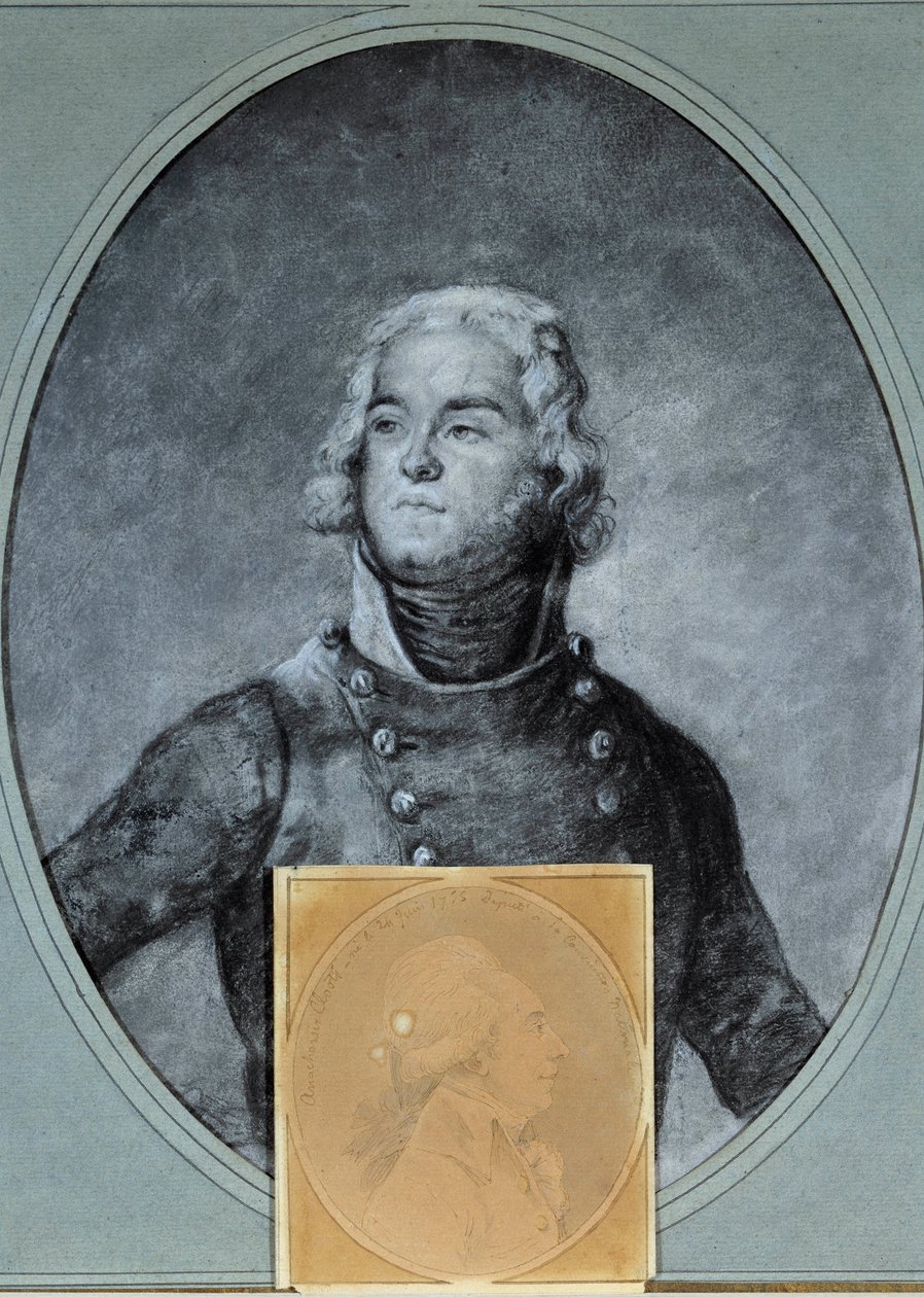 صورة للجنرال لويس لازار هوش (1768-1797) أدناه ، صورة أنارشيس كلوتس (1755-1794) ، نائب في المؤتمر الوطني. رسم جوزيف بوز (1744 / 1745-1826) القرن الثامن عشر. فرساي ، متحف لامبينيت بواسطة جوزيف بوز