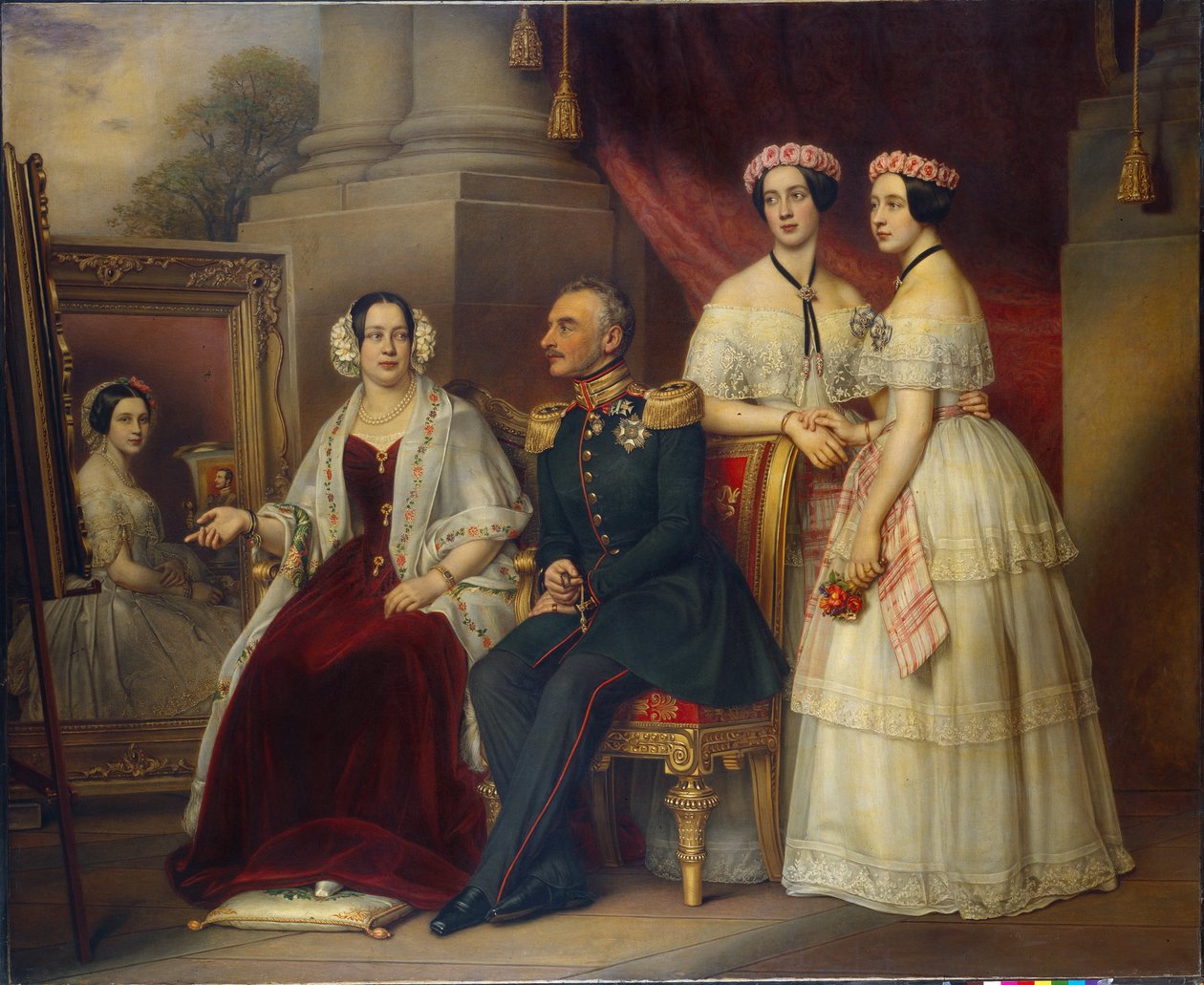 صورة عائلية لجوزيف ، دوق ساكس ألتنبرغ (ساكس-ألتنبرغ) (1789-1868) - رسم جوزيف كارل ستيلر (1781-1858) ، زيت على قماش بواسطة جوزيف كارل ستيلر