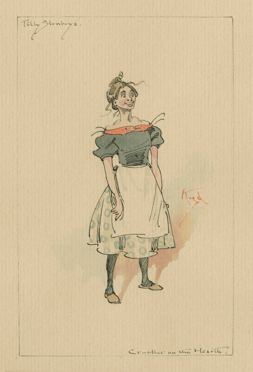 Tilly Slowboy - The Cricket on the Hearth، c.1920s (قلم وحبر مع مرحاض على ورق) بواسطة جوزيف كلايتون كلارك