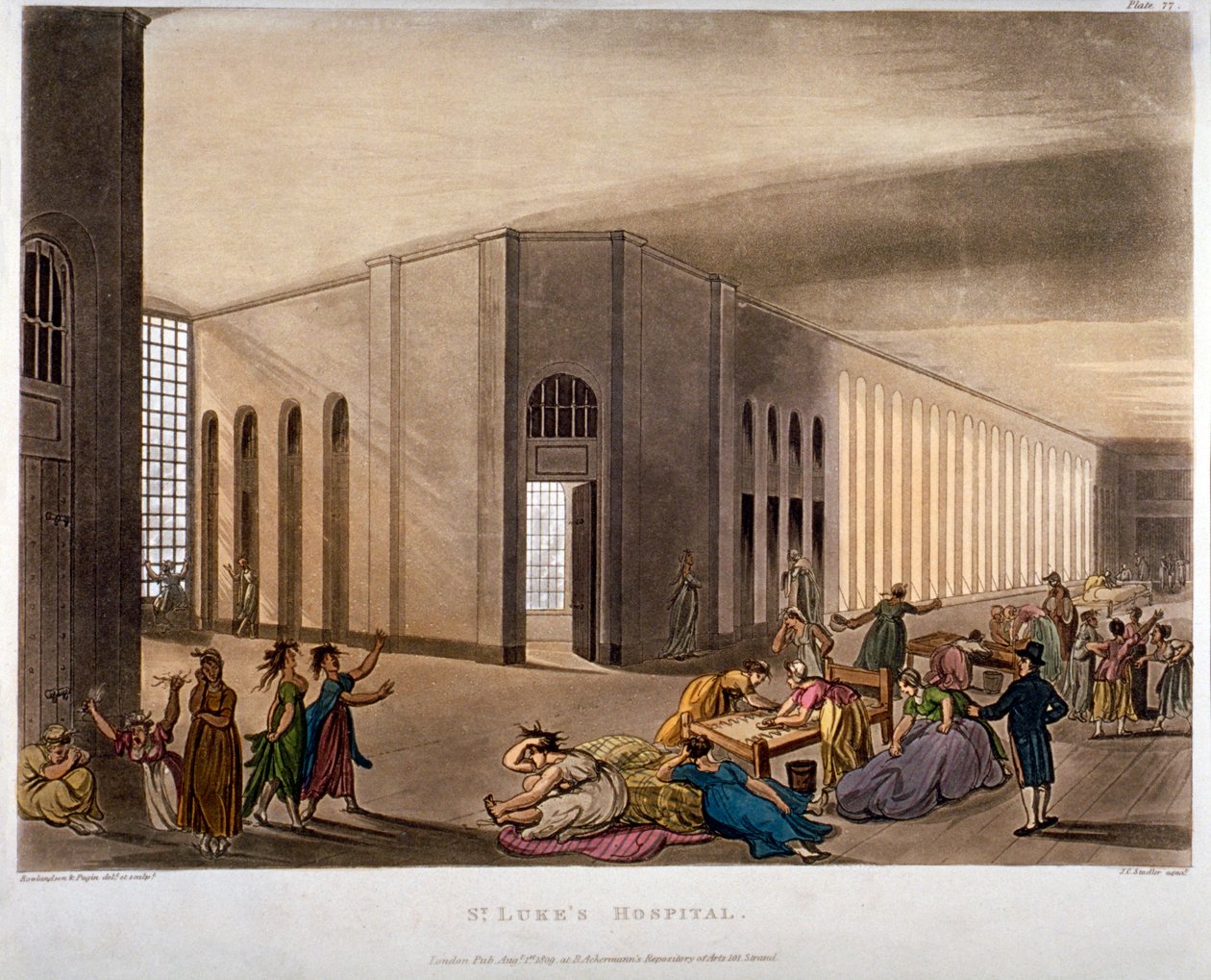 منظر داخلي لمستشفى سانت لوك ، أولد ستريت ، فينسبري ، لندن ، 1809 بواسطة جوزيف قسطنطين ستادلر