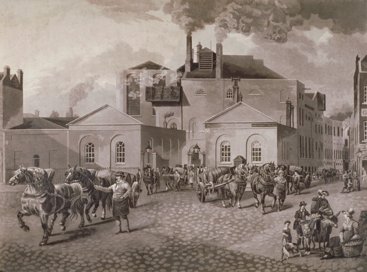 Meux's Brewery ، طريق توتنهام كورت ، لندن ، c1830 بواسطة جوزيف قسطنطين ستادلر