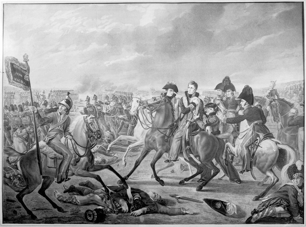 أصيب صاحب السمو الملكي وليام أمير أورانج في لحظة النصر في معركة واترلو التي لا تنسى ، 1815 ، المنشورة عام 1816 بواسطة جوزيف دينيس بعد Odevaere