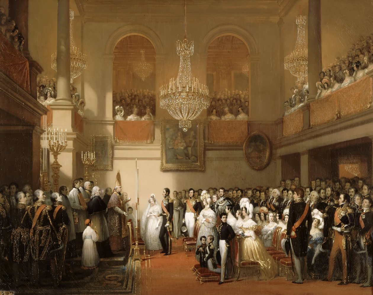زواج ليوبولد الأول من البلجيكيين والأميرة لويز من أورليانز في Château de Compiègne ، Au بواسطة جوزيف ديزاير كورت