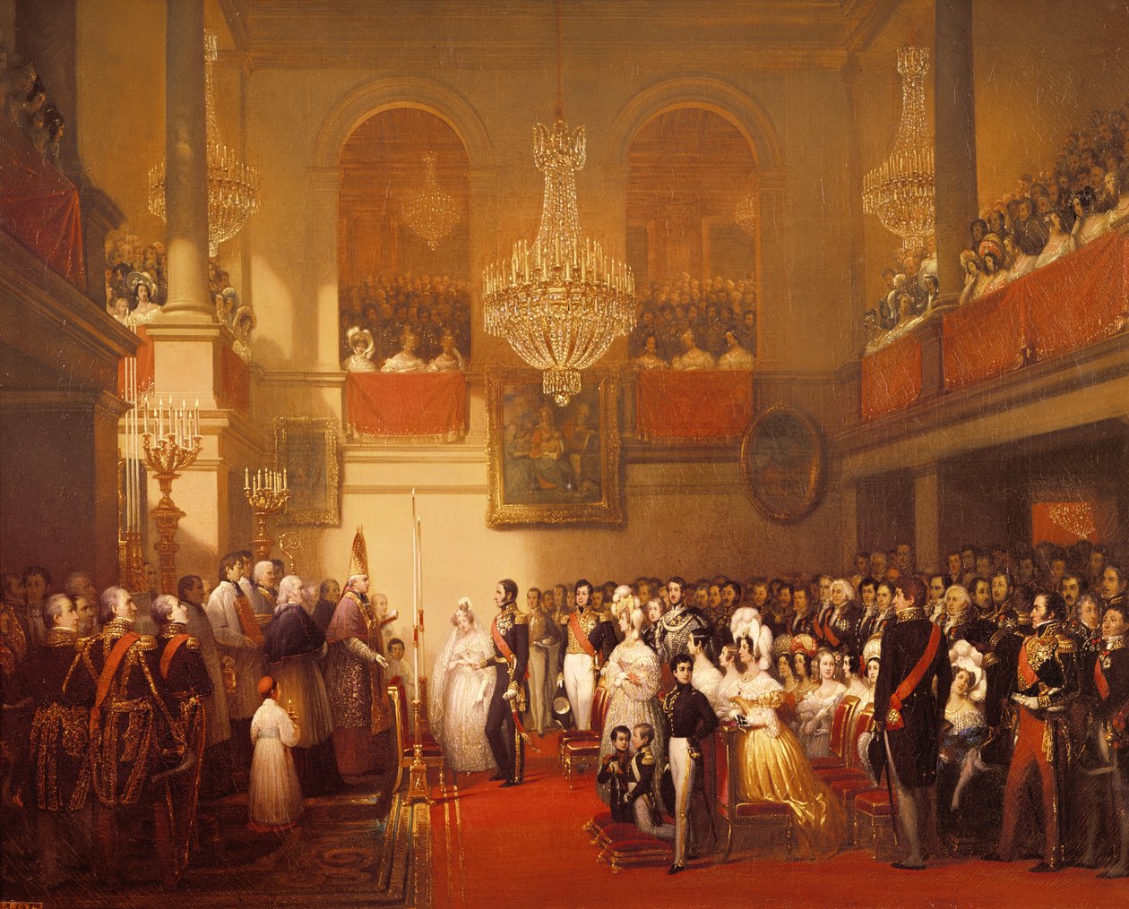 زفاف ليوبولد الأول (1790-1865) إلى الأميرة لويز من أورليانز (1812-1850) في كومبيين ، 9 أبريل 1832 بواسطة جوزيف ديزاير كورت