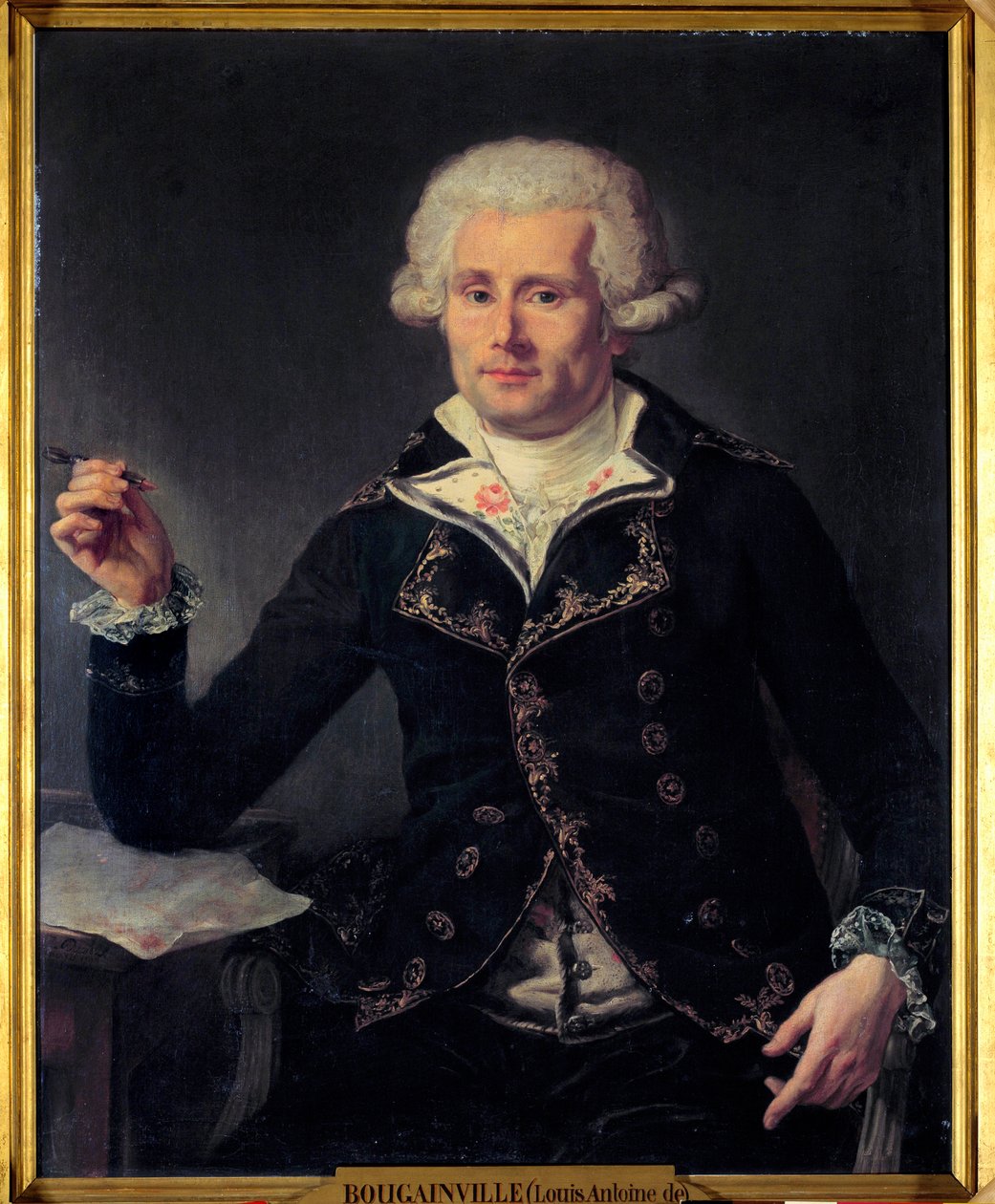 صورة لويس أنطوان ، كونت بوغانفيل (1729-1811). رسم جوزيف دوكرو (1735-1802). 1793. قاتمة 0.91x0.72. متحف شاتو ، فرساي. - بورتريه لويس أنطوان كونت بوغانفيل (1729-1811). لوحة جوزيف دوكرو (1735-1802) بواسطة جوزيف دوكرو