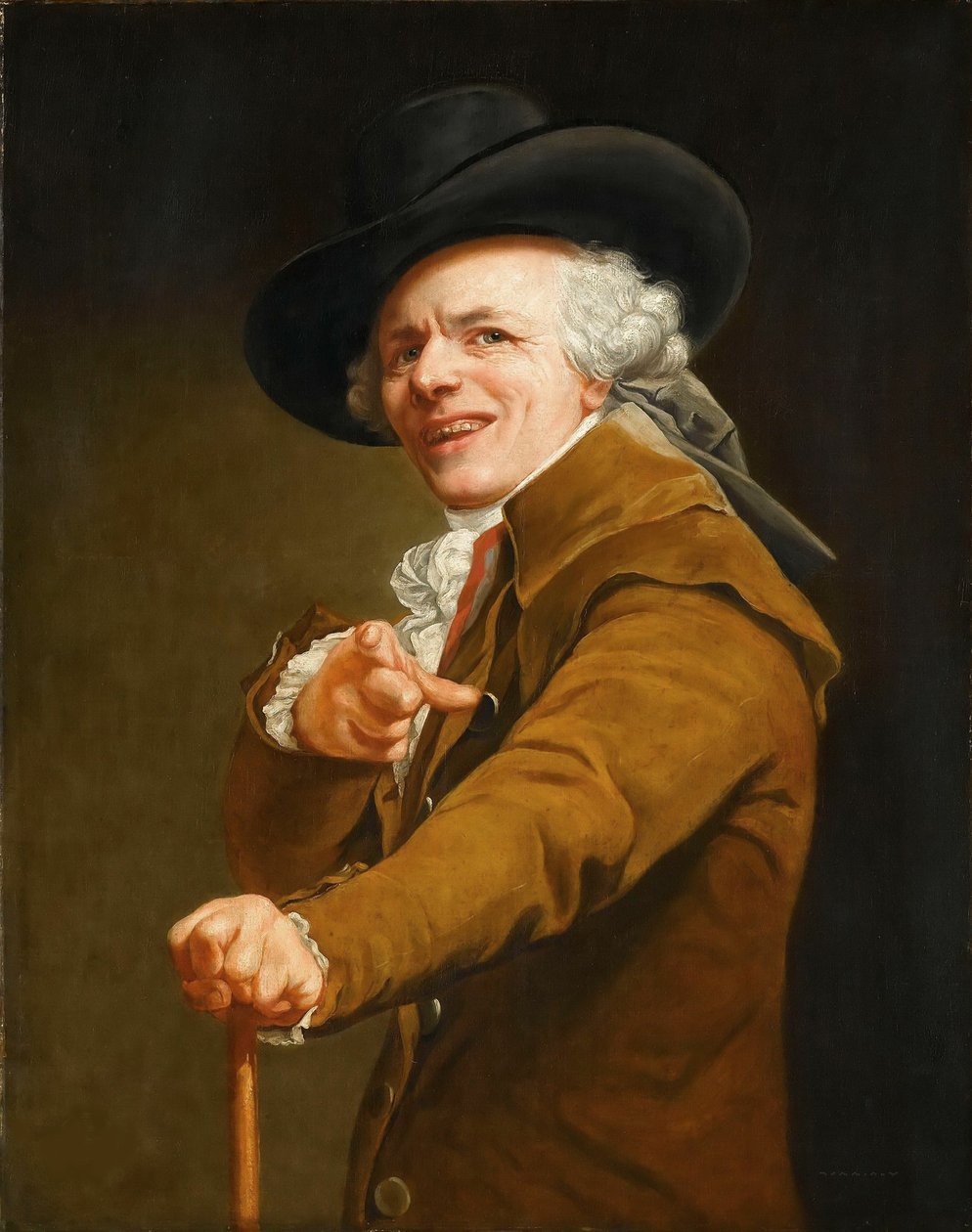 صورة ذاتية للفنان تحت ستار مستهزئ ، ج. 1793. بواسطة جوزيف دوكرو