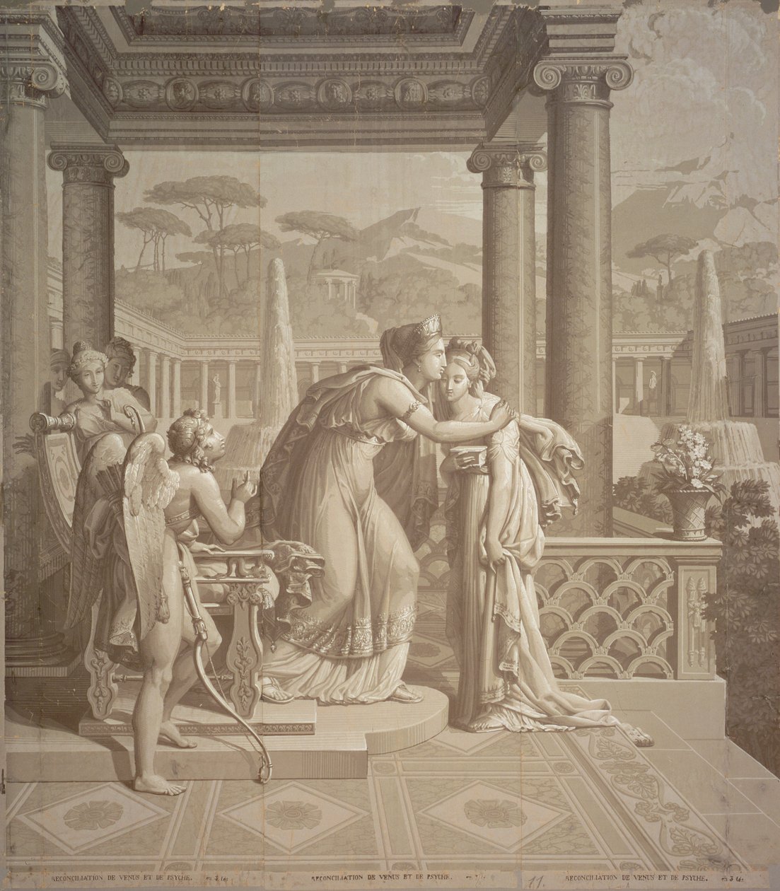 تصميم ورق الجدران مع كيوبيد والروح 1815 بواسطة جوزيف دوفور