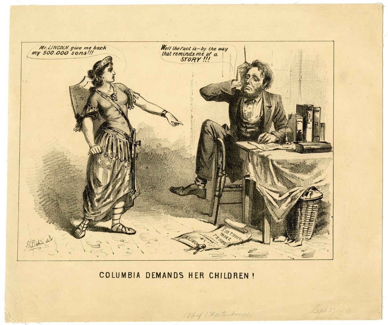 تطلب كولومبيا أطفالها ، 1864 بواسطة جوزيف بيكر