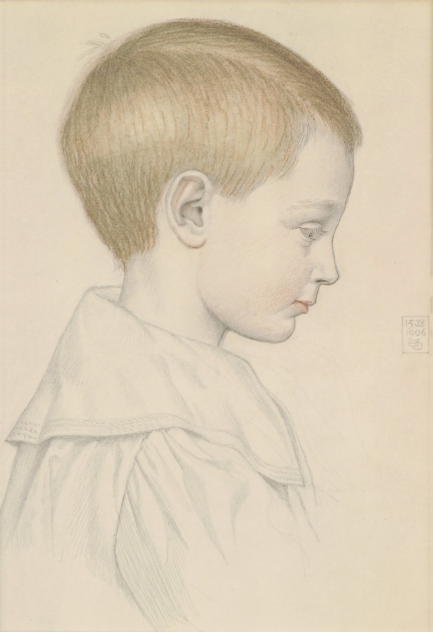 رسم تخطيطي لرأس صبي ، 1906 (قلم رصاص ومرحاض على ورق) بواسطة جوزيف إدوارد سوثال