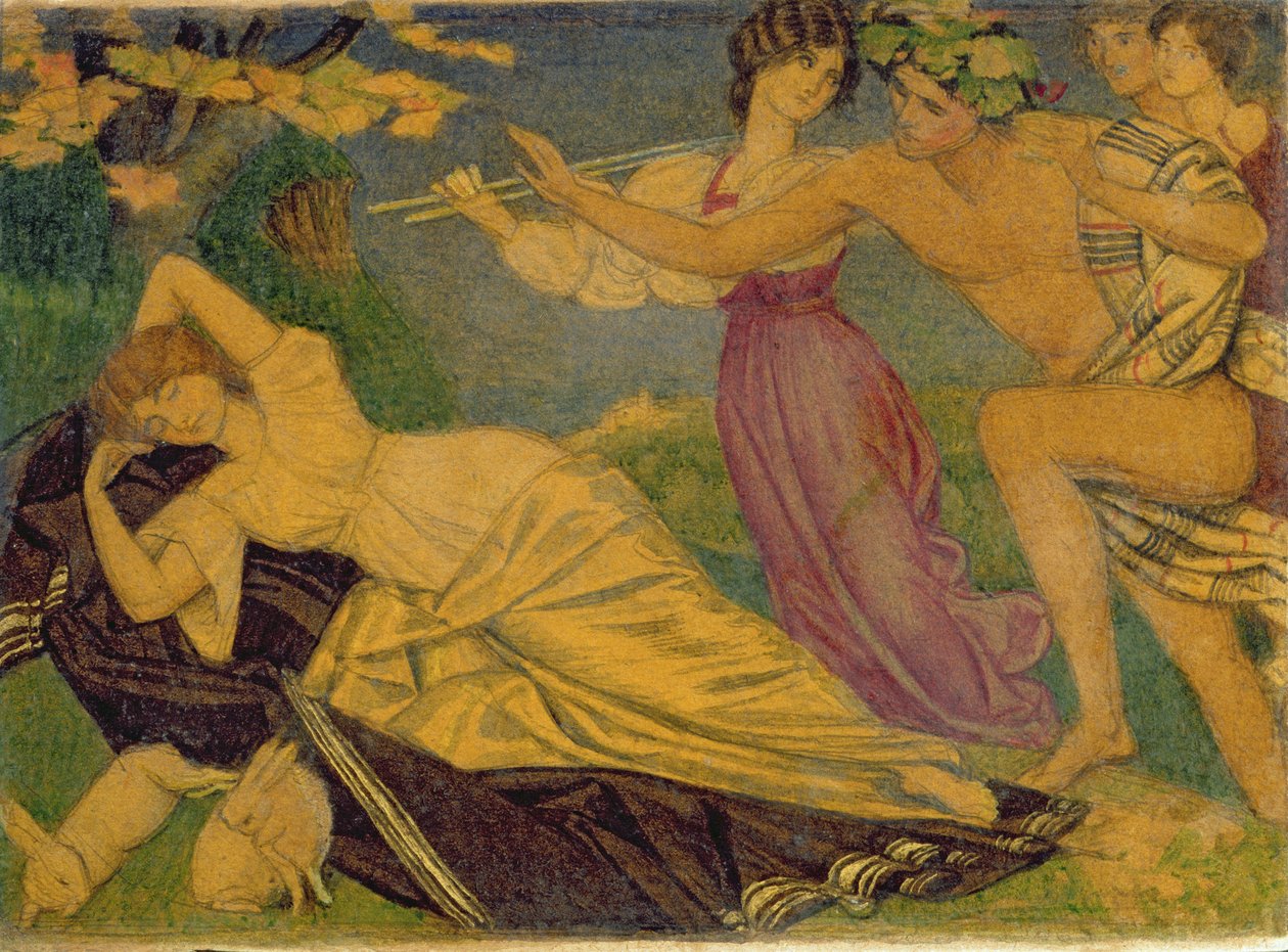 دراسة لباخوس وأريادن ، ج 1912 (مرحاض فوق قلم رصاص على البطاقة) بواسطة جوزيف إدوارد سوثال