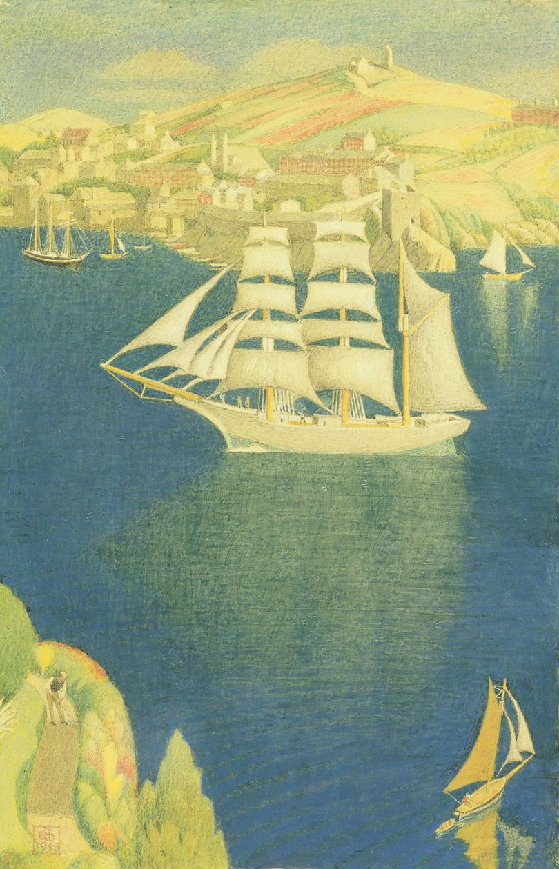 The White Barque at Fowey، 1943 (درجة الحرارة على متن الطائرة) بواسطة جوزيف إدوارد سوثال