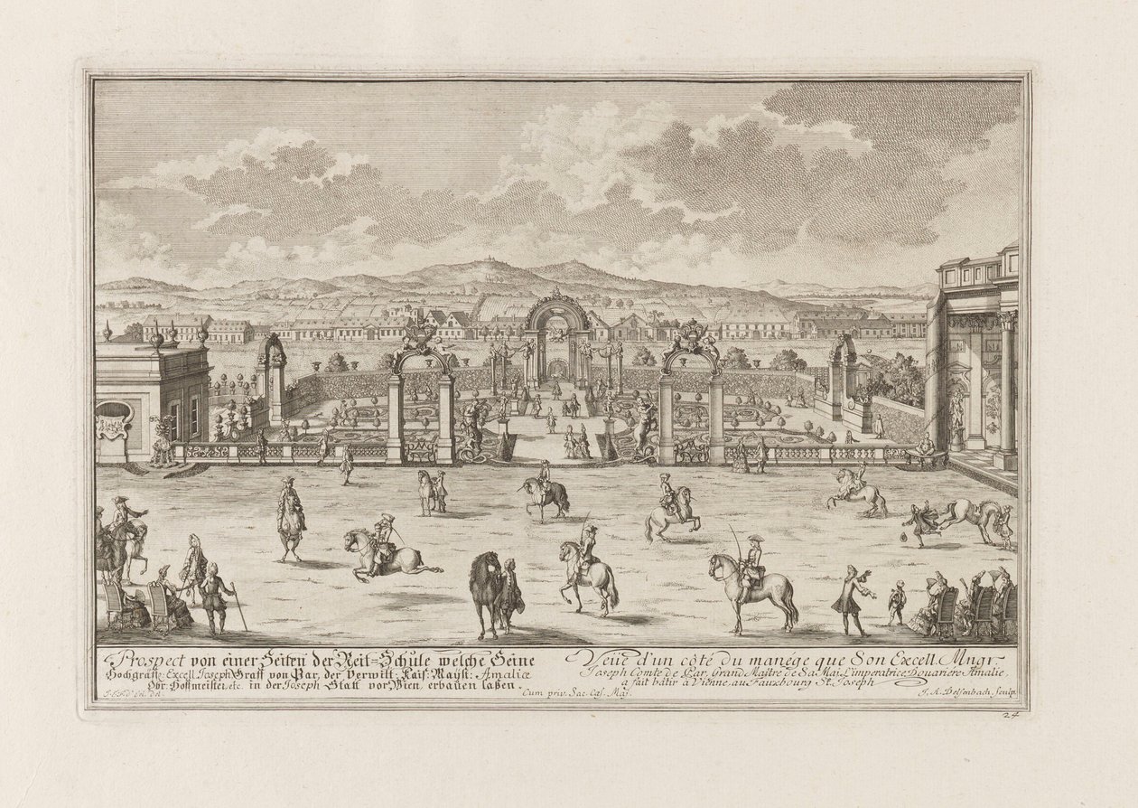 مدرسة الكونت بار للفروسية في فيينا ، 1719. بواسطة جوزيف إيمانويل فيشر فون إرلاخ