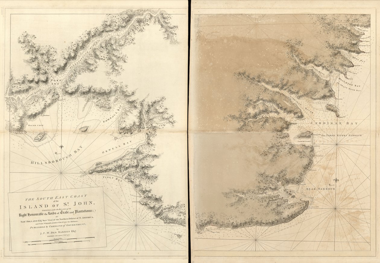 The Atlantic Neptune ، ينشر لاستخدام البحرية الملكية لبريطانيا العظمى ، بواسطة جوزيف مهاجم ديس باريز