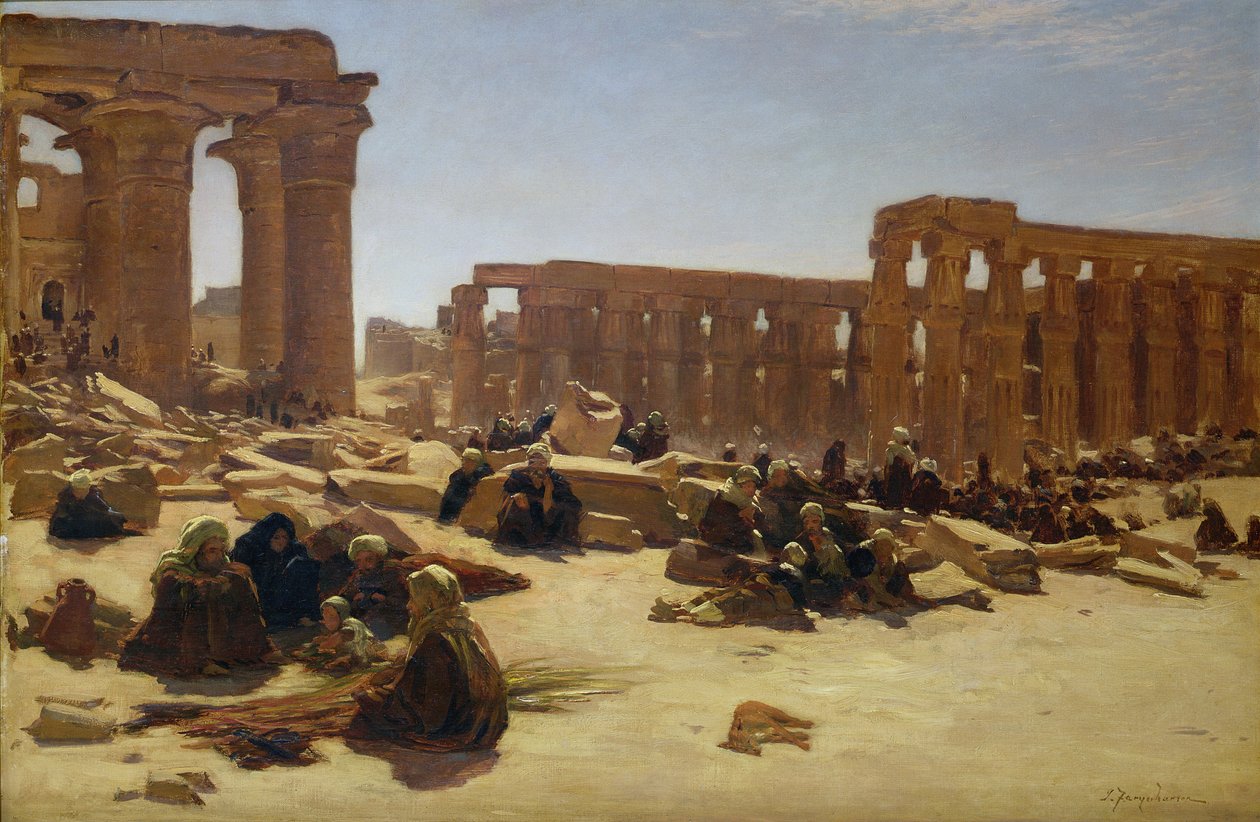 أطلال معبد الأقصر ، ج .1890 بواسطة جوزيف فاركوهارسون