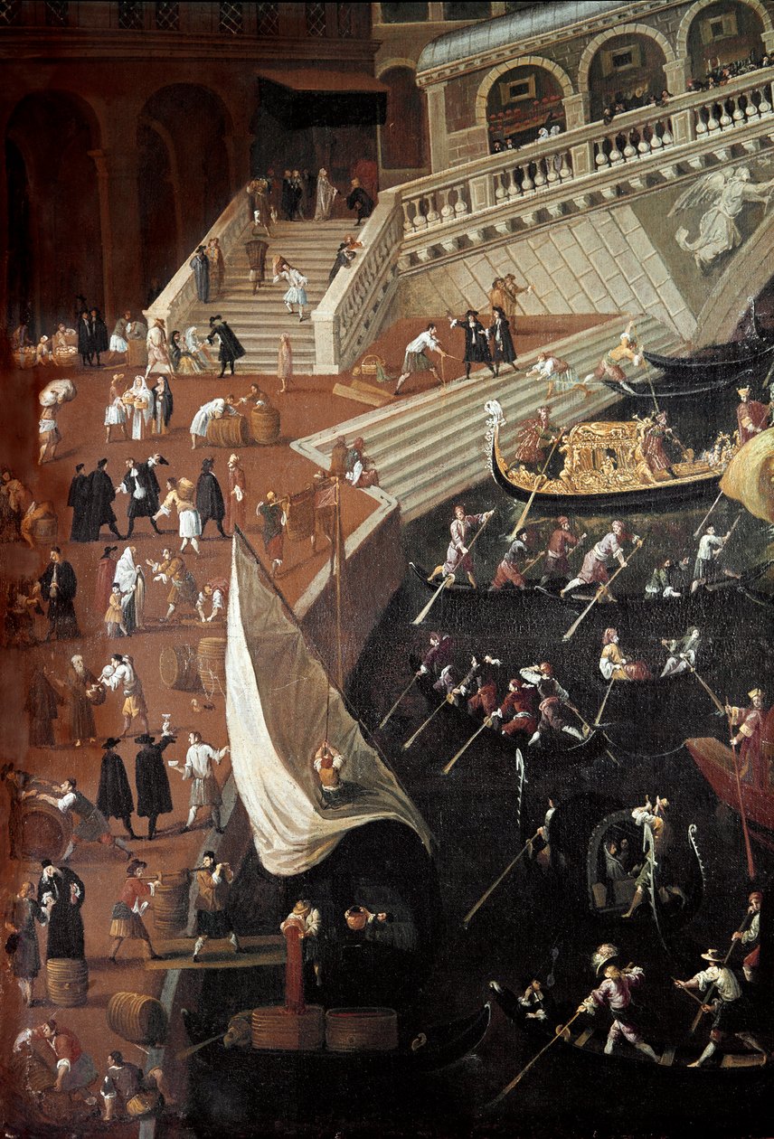 Regate at the Ponte di Rialto in Venice, detail of the docks (Painting بواسطة جوزيف هاينز