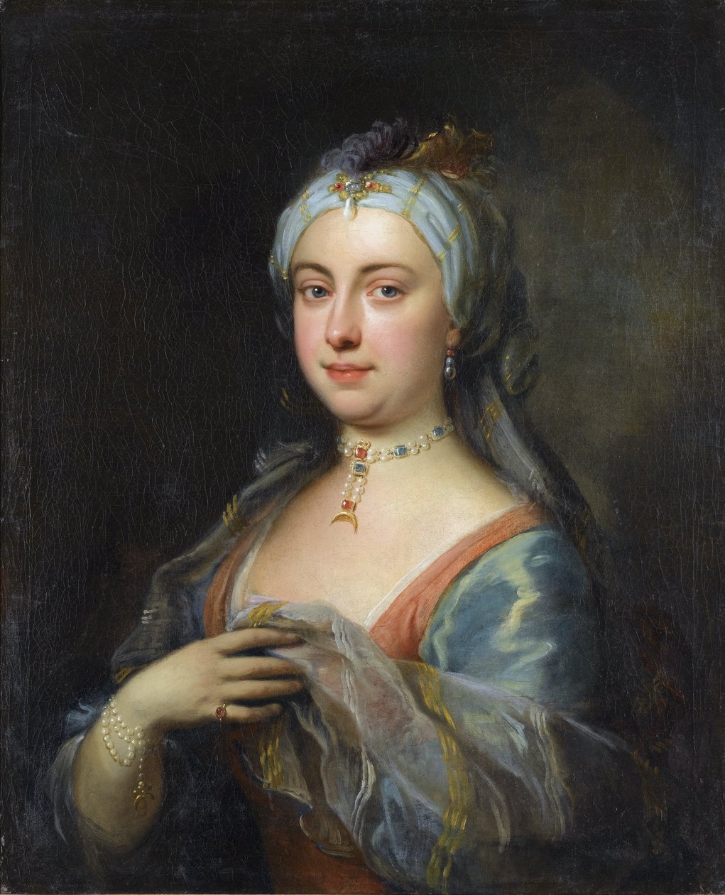 صورة للسيدة ماري ورتلي مونتاجو (1689-1762) par Highmore ، Joseph (1692-1780) ، - زيت على قماش ، 76x61،5 - مجموعة خاصة بواسطة جوزيف هيمور